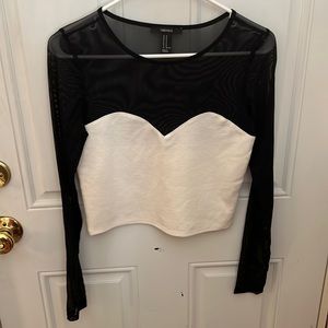 NWOT Forever 21 Illusion Crop Top with Mesh Sleeves